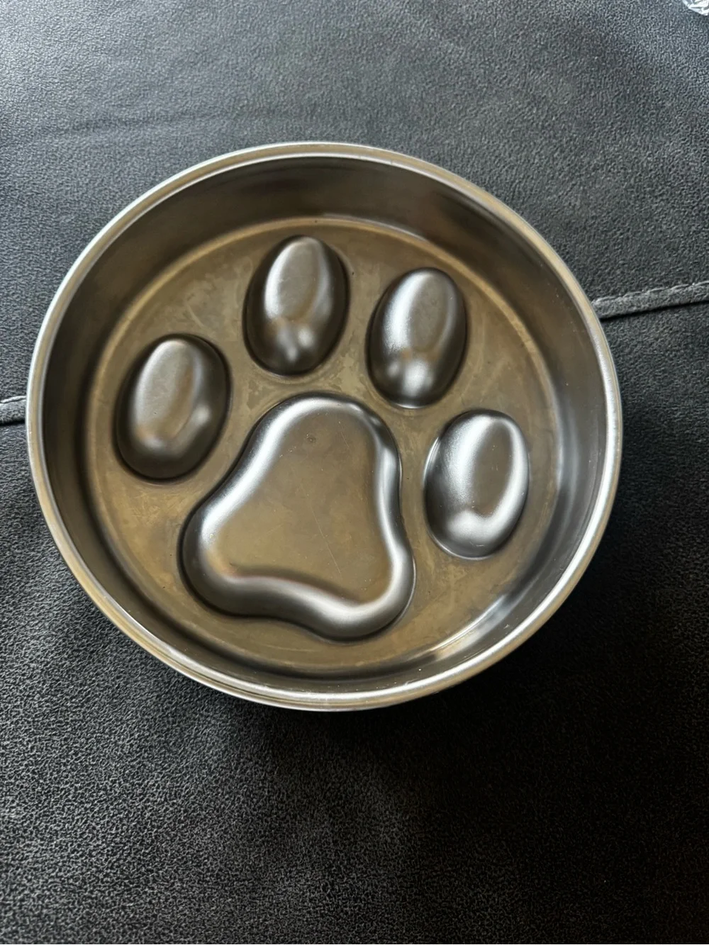 PawsPik 18/8 Stainless Steel Four-Ridge Slow Feeder Dog Bowl